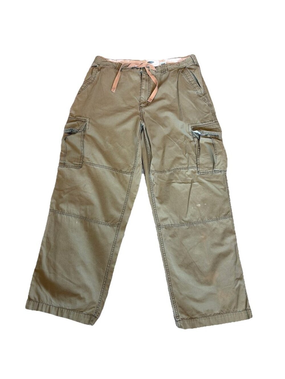 Y2K Old Navy Men's Baggy Cargo Pants 38x30 Beige Grunge Paratrooper Skater '03